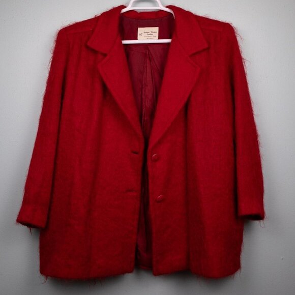 Dolores' Unique Designs red mohair blend custom blazer-2X - Picture 2 of 5